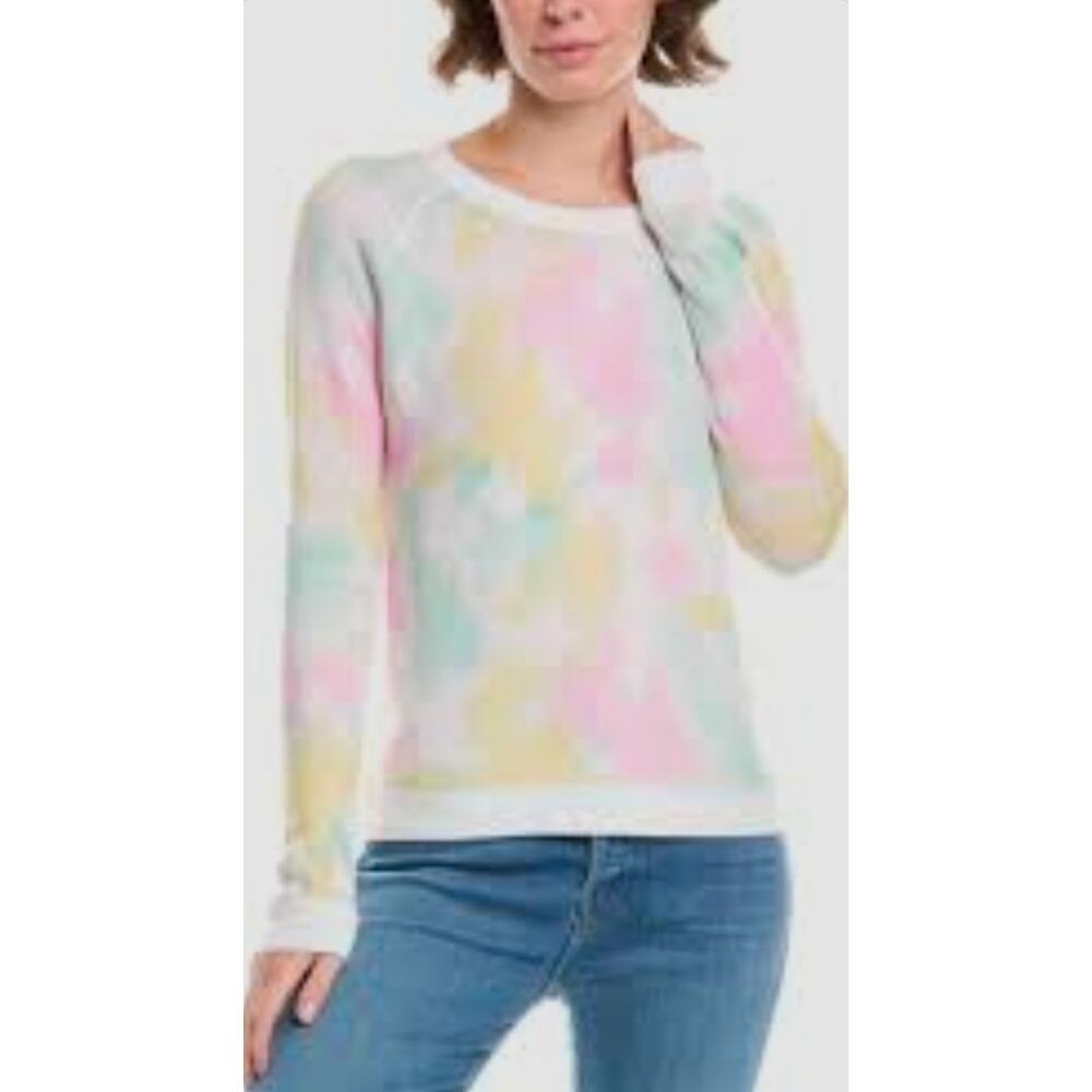 Womens Forte Cashmere Reversible Dream Cashmere Blend Sweater XL Pastel Tie Dye